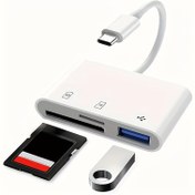 Resim 1 adet 3'ü 1 arada USB C SD Kart Okuyucu, SD USB 3 Portları, iPhone 15/16 Pro Max, iPad Pro/Air/Mini, Mac, MacBook Pro/Air ve Daha Fazla USB-C/Type C Cihazlar İçin Yüksek Kaliteli Hafıza Kartı Adaptörü, USB C Hub Şarj İçin 