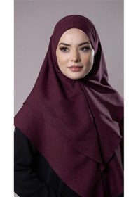 Resim Hürrem Bone Bordo Pratik Hazır Geçmeli Tesettür Eşarp Pamuk Caz Kumaş Çift Katlı Düz Hijab 2303 16 
