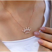 Resim Kalpli Kraliçe Tacı 925 Ayar Gümüş Kolye-2153 