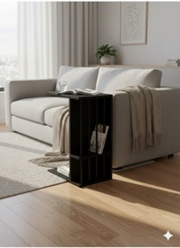 Resim AYZ Pint C Tipi Koltuk Yanı Sehpası Dergilikli Laptop Kahve Yan Sehpası Siyah 