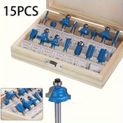 Resim 15 Parça Karbür Router Bit Seti, 1/4" Şaft, Ahşap Router Bitleri için Kenar Kesme, Şekil Verme ve Oluk Açma 