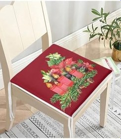 Resim RealHomes Bordo Zemin Çam Yapraklı Mum Tasarımlı Dijital Baskılı Fermuarlı Sandalye Minderi 