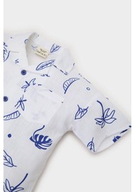 Resim DeFacto Erkek Bebek Tropikal Desenli Flamlı Poplin Kısa Kollu Gömlek E7803A525SMWT34 Beyaz 