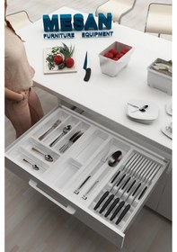 Resim Çekmece Içi Kaşıklık Ve Bıçaklık Düzenleyici Beyaz, 74x48 Yandan Ve Boydan 4cm Kesilebilir Beyaz 