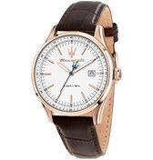 Resim Maserati R8851124002 Çelik Kasa Deri Kordon 10 Atm Suya Dayanıklı Kahverengi Erkek Kol Saati Rose Gold 