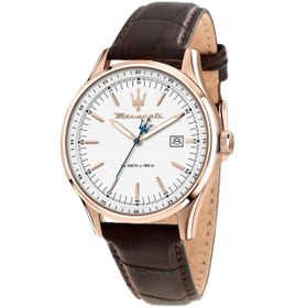 Resim Maserati R8851124002 Çelik Kasa Deri Kordon 10 Atm Suya Dayanıklı Kahverengi Erkek Kol Saati Rose Gold 