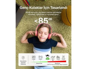 Resim Belkin Soundform Mini Çocuk Kablosuz Kulaklık (Pembe) - Dahili Mikrofon, 30 Saat Çalma, Eğlenceli Çı 