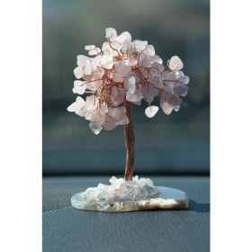 Resim AEA Pembe Kuvars Hayat Ağacı Doğal Taş Torpido Süsü 