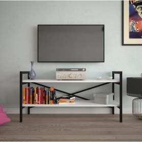 Resim EraHome 2 Raflı Metal Tv Ünitesi Beyaz 