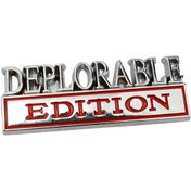 Resim 2 Adet Araba Modifiye Metal Araba Standart Deplorable Edition Araba Çıkartmaları Gümüş Kırmızı 