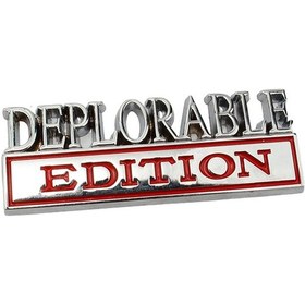 Resim 2 Adet Araba Modifiye Metal Araba Standart Deplorable Edition Araba Çıkartmaları Gümüş Kırmızı 