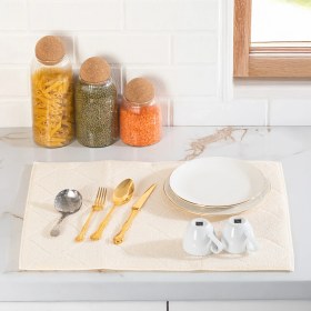 Resim Porsima 3139-1 2li Mikrofiber Tezgah Üstü Kurutma Matı Kurulama Bezi Süper Emici Bulaşıklık Krem 