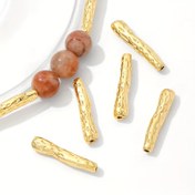 Resim 2 adet 20*3mm 18K Altın Kaplama Pirinç Düzensiz Tüfek Boncukları, DIY Takı Yapımı için Arayüz Boncukları, El Yapımı Boncuk Aksesuarları, Bilezikler için Şanslar 
