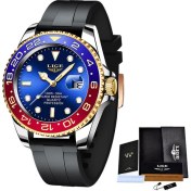 Resim Hanyang Mavi Kırmızı Lıge Dalgıç Izle Erkekler Için 30ATM Su Geçirmez Tarih Saat Spor Saatler Erkek Marka Lüks Moda Kuvars Kol Saati Relogio Masculino (Yurt Dışından) 