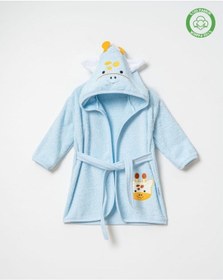 Resim Zürafalı Bornoz Mavi Mavi 