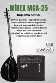 Resim Yonka B-145U-AMP Amfili Uzun Sap Ceviz Ağacı Siyah Kaliteli Saz Bağlama Seti 
