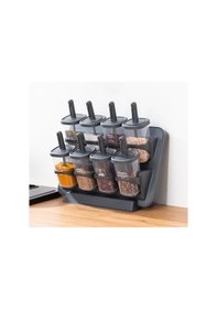 Resim Porsima 1124 Standlı Kaydırmalı Kaşıklı Kapaklı Baharatlık Seti Antrasit 