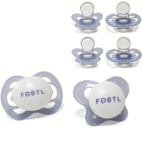 Resim 4'lü Paket FDBTL Bebek Emzikleri - Yenidoğanlar ve Bebekler için Mor Yuvarlak & Düz Kenarlı Rahatlatıcı Gıda Dereceli Silikon, Gündüz & Gece Kullanımı İçin BPA'sız 
