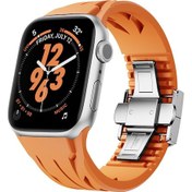 Resim Watch Uyumlu 10 46mm Krd-127 Metal Tokalı Silikon Kordon-turuncu 