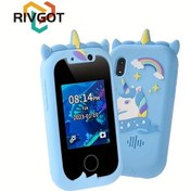 Resim Gaojunshop01 Rıvgot Mavi Çocuk Akıllı Telefon Oyuncağı Dokunmatik Ekran Dual Kamera Eğitici Oyunlar 