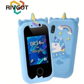 Resim Gaojunshop01 Rıvgot Mavi Çocuk Akıllı Telefon Oyuncağı Dokunmatik Ekran Dual Kamera Eğitici Oyunlar 