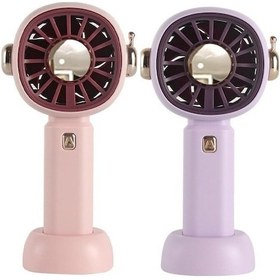 Resim 2 Adet El Tipi Vantilatör Ve Stand, Cep Vantilatörü Bir Mor + Bir Pembe 
