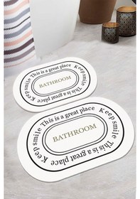 Resim Decomia Home Bathroom Dijital Kaymaz Yıkanabilir Banyo Paspası 2'li Beyaz 
