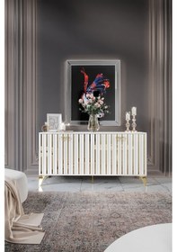 Resim DUBAİ KONSOL MDF MEBRAN KAPAK BEYAZ GOLD 