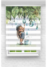 Resim Perdecizade Enxboy Damla Kız Dijital Baskılı Zebra Perde-cocuk Odası-stor Perde Renkli 