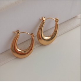 Resim Lente Aksesuar Gold Renk Çelik Bold Damla Küpe - Suya Dayanıklı Modern Tasarım Altın 