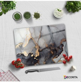 Resim Decorita Cam Kesme Tahtası | Stark Mermer Görünümlü | 30cm x 40cm 