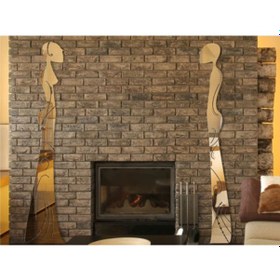 Resim M3 Decorium Totemler Şömine Yanı Kolon Kiriş Üzeri Dekoratif Ayna Gümüş 