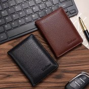 Resim Erkek Minimalist Stil Cüzdan, Yumuşak Dokulu Dikey Tasarım, Çoklu Kart Yuvaları, Bozuk Para Cebi ve Kompakt Boyut. 