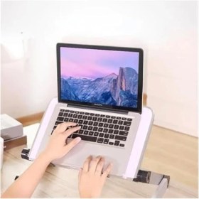 Resim Alüminyum Yükseklik Ayarlı Katlanabilir Laptop Sehpası Notebook Macbook Standı Dizüstü Laptop 