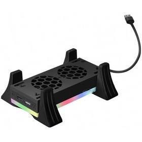 Resim Xbox Serisi S Konsol Tabanı Soğutma Fanı Dahili Led Işık Şeridi Siyah 