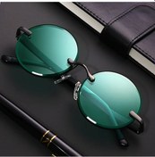 Resim Mdod Moda Klasik Çerçevesiz Güneş Gözlüğü Kadın/erkek Retro Yuvarlak Açık Sürüş Gözlük Koyu Yeşil Lensgreen51gri Gri 
