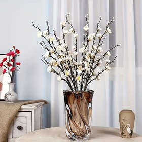 Resim 5 Adet Suni Kiraz Çiçeği Dalları, Plastik Kutlama Çiçekleri, Ev Dekoru, Masaüstü Görüntüleme, Noel, Cadılar Bayramı, Paskalya, Şükran Günü, Sevgililer Günü için İdeal - Ev Dekoru Kiraz Çiçekleri, Vazo Hariç 
