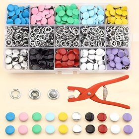 Resim 200 Adet Çıtçit Seti ve Plastik Pense - Dayanık Paslanmaz Polar DIY El Sanatlar, Kıyafet, Şapka & 