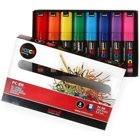 Resim Uni Posca Pc-8K Su Bazlı Boyama Markörü Seti Ana Renkler 8 Renk 