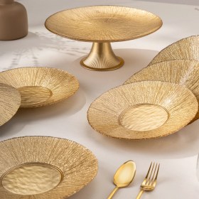 Resim Emsan Golden 7 Parça Cam Pasta / Tatlı Seti 