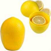 Resim ABS Limon Şekli Taze Tutma Kutu Seti - Yeniden Kullanılabilir Hava-Tight Çeşitli Gıda Depolama Kapları ile Kilitler, Yuvarlak Mühürlenebilir Kâseler, Meyve, Mısır, Soğan ve Sarımsak Koruma, Elektrik Gerektirmez, El Yıkamalı (1 Parça) 