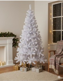 Resim 210 Cm Yılbaşı Çam Ağacı 580 Dal Beyaz Demir Ayaklı Lüks Dökülmeyen İthal Ağaç Diğer 