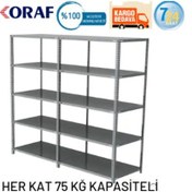 Resim Mekoraf Mekoraf 31 X 93 2 Metre 5 Katlı 2 Ünite Raf Sistemi 