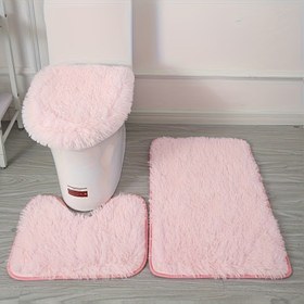 Resim 3 Adet/Set, Modern Minimalist Stil Düz Renk Kaymaz Ayak Paspasları, Küvet, Banyo Kombinasyonu, Banyo Paspası, Halı, Ev Kullanımı, Tie Dye Uzun Halı Tuvalet, Banyo Su Emici Set 
