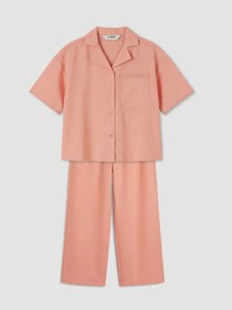 Resim LC Waikiki LCW Kids Mercan Kısa Kollu Kız Çocuk Gömlek Ve Pantolon 