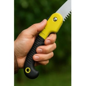 Resim Katlanır Budama Testeresi, 18 cm Paslanmaz Çelik Bıçak, 23 cm Kaymaz Ergonomik Sap, Güvenlik Kilitli, Ağaç Dalı Kesim ve Bahçe Kullanımı Için Pratik El Testeresi 