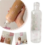 Resim 17.6oz Sevimli Fiyo Su Şişesi Zaman İşaretleyici ile - Şeffaf, Hafif, Sızdırmaz Tasarım, Dış Mekan Sporları & Okul için, 500ml Kapasite, Pembe Fiyo & Puantiyeli Desen, PC Malzeme, Sadece Elde Yıkama, Dış Mekan Hidrasyon | Şık Su Şişesi | Dayanıklı Plastik, Noel için En İyisi, Şükran Günü için Mükemmel 