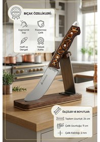 Resim Sürmene Serisi 6 Lı Mutfak Bıçak Seti Kahve Verzalit Sap Et Ekmek Sebze Salata Fileto Şef Bıçağı Mft-028 Kahverengi 