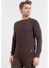 Resim İmza Kahverengi Bisiklet Yaka Uzun Kol Cepsiz Standart Fit Kazak Pamuk Triko 1012260150 2XL 