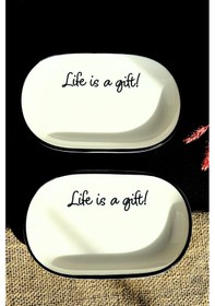 Resim Tabak Evi Motto Gift Kayık Tabak 2 Li 18x11x2cm Çok Renkli 